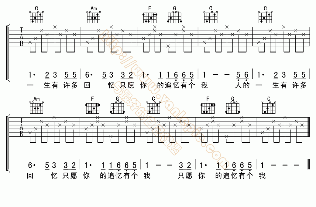 萍聚吉他谱c调扫弦图片