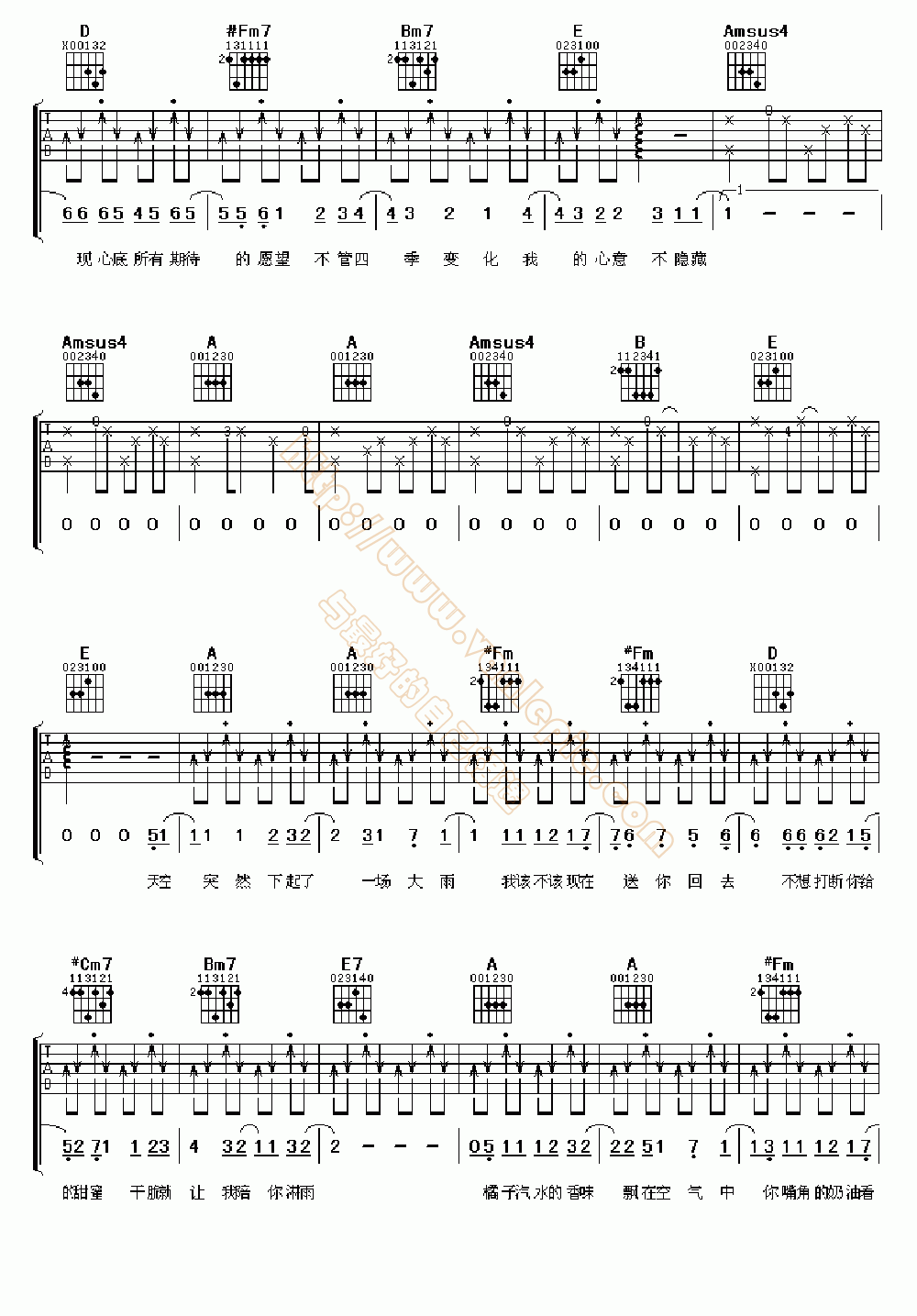 橘子汽水钢琴谱 简谱图片