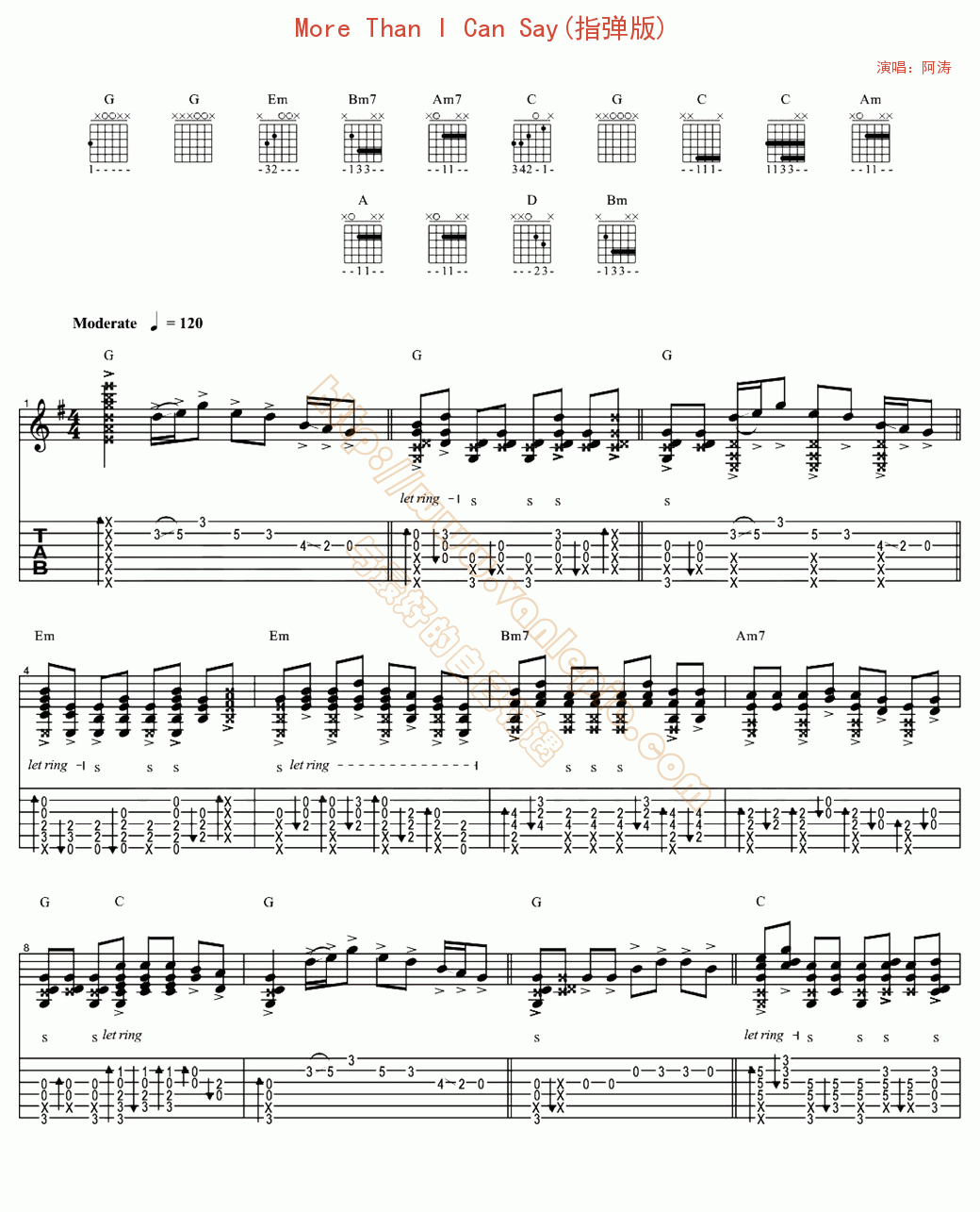 More Than I Can Say(指弹版)